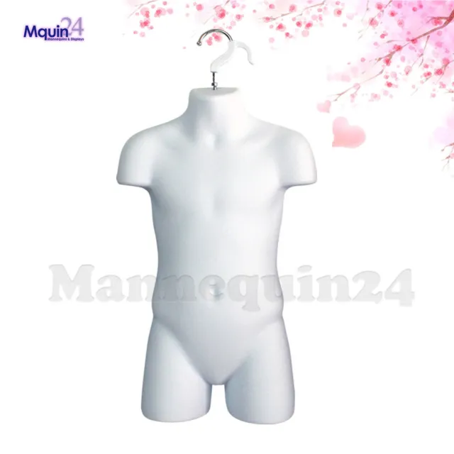 Mannequin Child White Torso - Kids' Hanging Dress Form -Hollow Back Hard Plastic