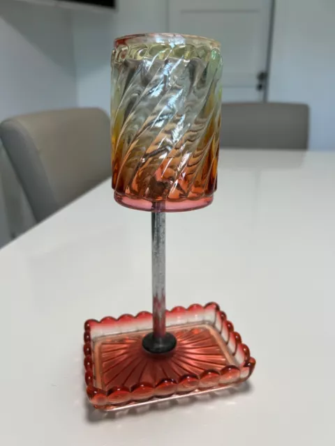 Porte-brosses et son verre renversé en cristal de BACCARAT modèle Bambous Tors