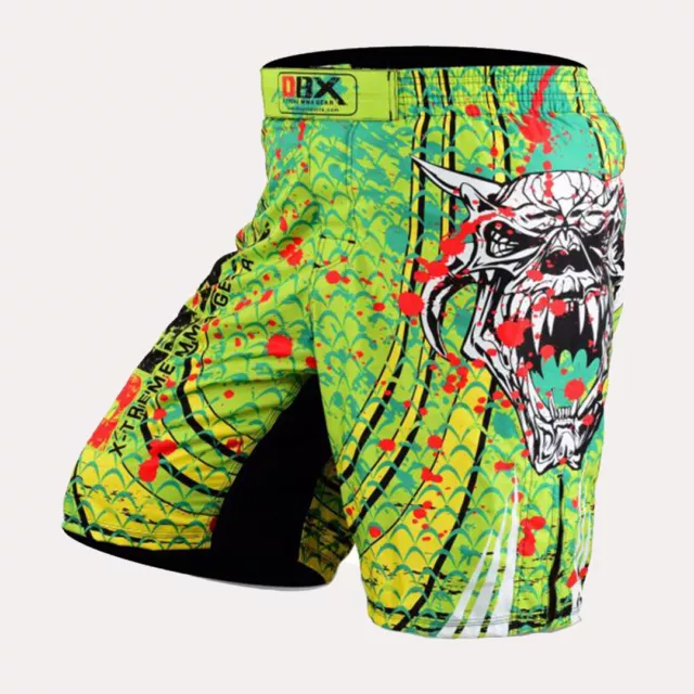 MMA Fight Shorts Kick Boxing Grappling Mens Muay Thai Cage Fighting Green Devil