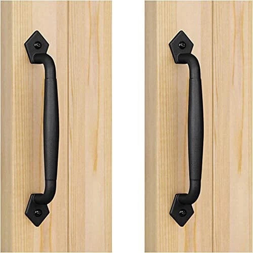 2 Pack Barn Door Handle Black 10 Inch Cast Iron Gate Handle Pull For Sliding B