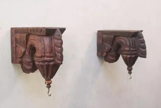 2 Wooden wall Corbal Small Bracket Pair Corbel Wall Hanging Shelf Support Shelf