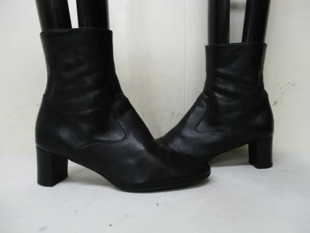 Taryn Rose Italy Black Leather Zip Ankle Boots Womens Size 36.5 EUR