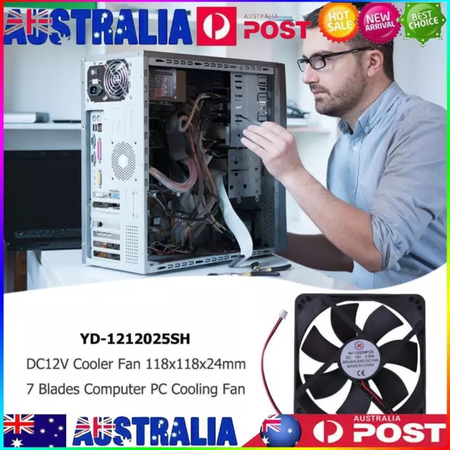 YD-1212025SH DC12V Cooler Fan 118x118x24mm 7 Blades Computer PC Cooling Fan