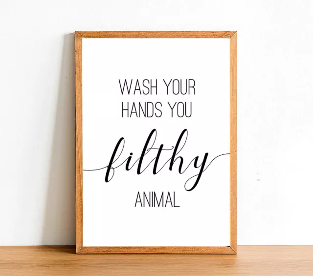 WASH YOUR HANDS Bathroom Posters - Toilet Funny Prints - Wall Art Gift Decor