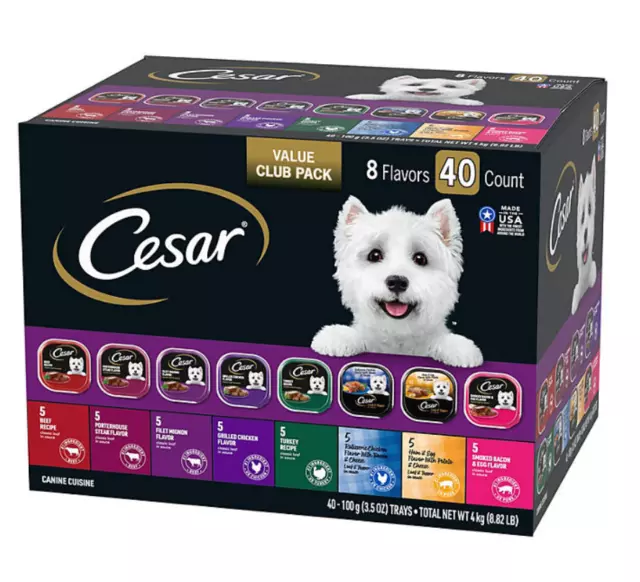 Cesar Canine Cuisine Wet Dog Food, 8 Flavor Variety Pack (3.5 oz., 40 ct.)