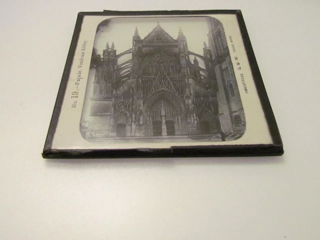 GWW Glass Magic Lantern Slide FACADE VENDOME ABBEY C1890 FRANCE 2