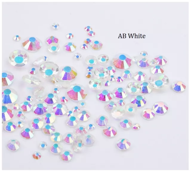 Mixed SS4-SS12 Crystal AB Non Hotfix FlatBack Rhinestones DIY 3D Nail Art Decor