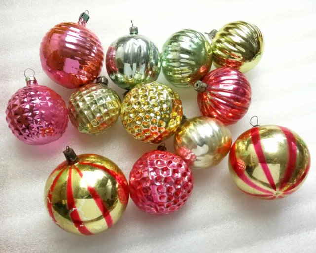 12 adornos navideños de cristal ruso de la URSS vintage bolas de adornos de...