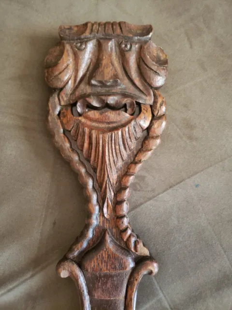antique oak ornate wooden wood pediment carved Lion face Griffin
