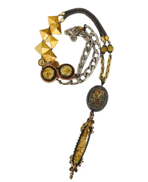 NEW Erickson Beamon womens Cowboy Baroque Drop Pendant Gold Tone Necklace