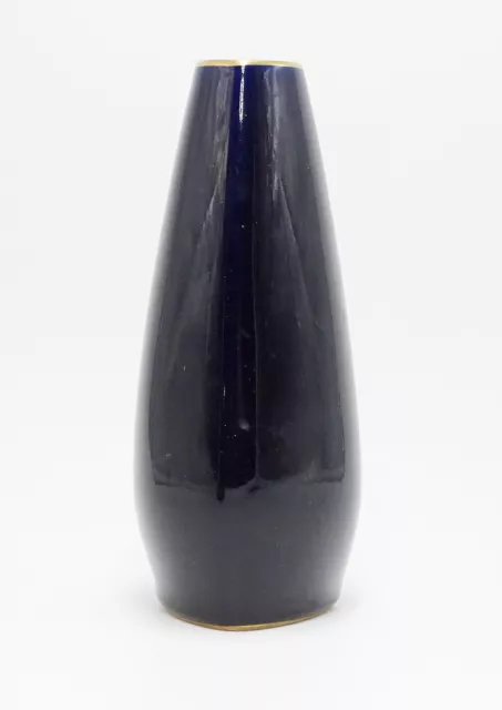 Schmale Vase "Ilmenau",Kobaltblau, Goldrand, Höhe: 17,5cm