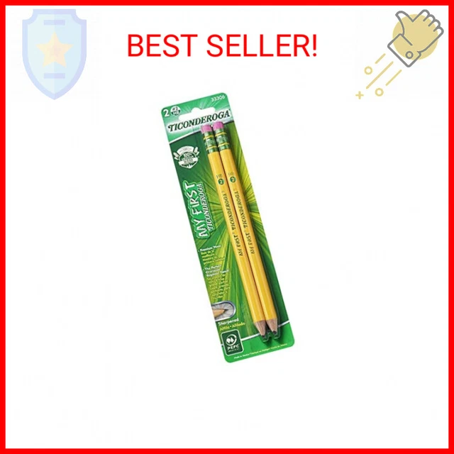 Ticonderoga My First Wood-Cased Pencils, 2 HB Soft, Pre-Sharpened, Yellow, 2 Cou