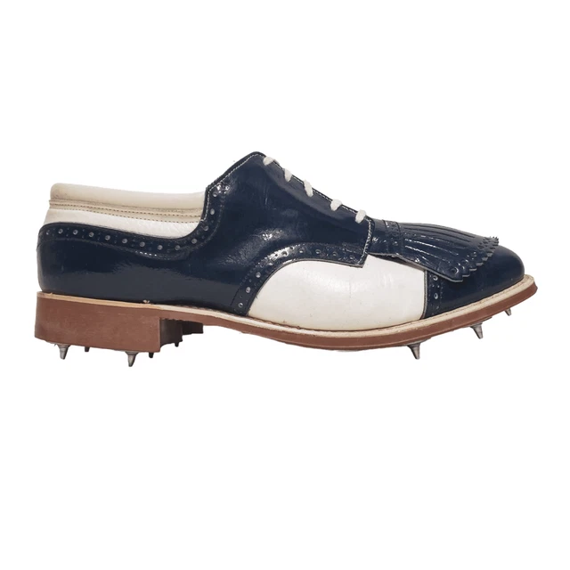 VTG LAZY BONES Golf Shoes Womens 9 Navy Blue White Leather Kilte Saddle USA