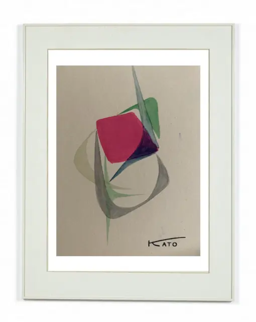 Le peintre japonais Hajime Kato (1925-2000) Composition Abstraite 1960/70 (252)