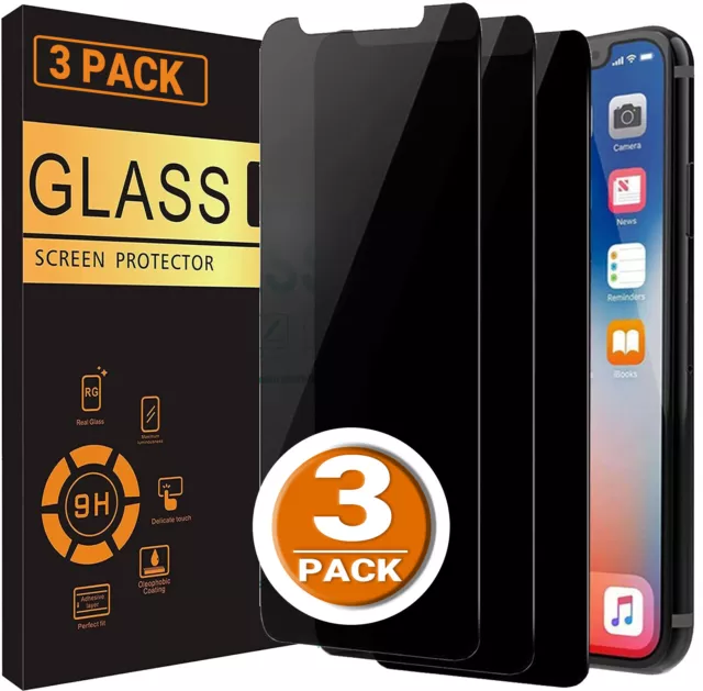 3 Pack For iPhone 15 14 13 12 11 Pro Max Privacy Tempered GLASS Screen Protector