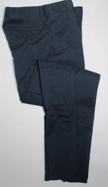 LANDS END Navy School Uniform Plain Front Chino UNHEMMED Pants Boys 14 Husky