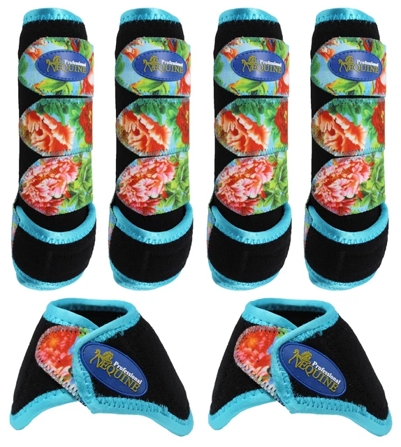 Horse Medium 4-Pack Professional Equine Sports Medicine Splint Bell Boots 4163D