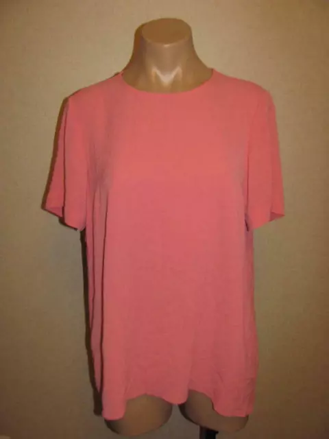 Vince Camuto Top Size Small Pink High Low Hem Womens S Short Sleeve Blouse