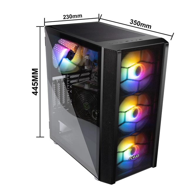 USA PC CASE Gaming Computer Case ATX/MATX/ITX Mid Tower Case Seitenwand