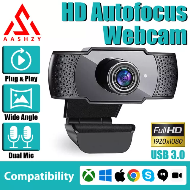 Webcam 1080p Autofocus Web Camera with Microphone FULL HD USB Web cam PC MAC USA