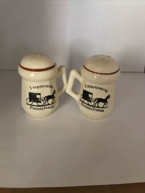 Intercourse, PA Pennsylvania Salt Pepper Shaker Set ~ Amish Horse & Buggie