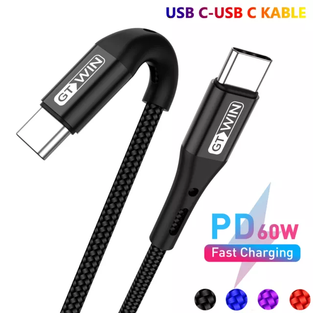 USB-C to USB-C Typ C Schnellladekabel Datenkabel PD 60W Kabel für Huawei Samsung 2