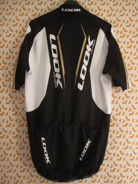 Maillot cycliste LOOK Pro Team Noir et blanc polyester Jersey Vintage