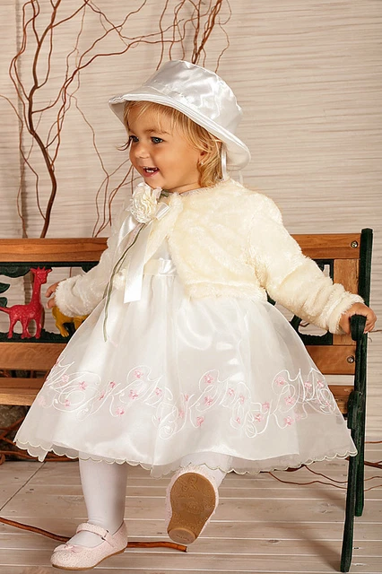 ABITO DA BATTESIMO vestito cerimonia femminuccia avorio-panna tg 62-98 cod 1496