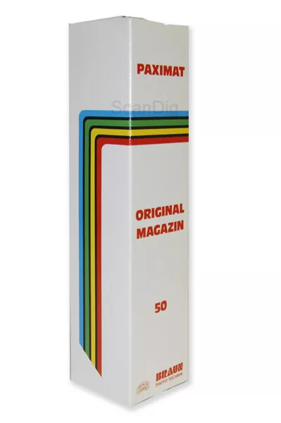 Braun Paximat Magazin 50 mit Hülle - Diamagazin für Dias bis 3,2 mm Dicke (1321)