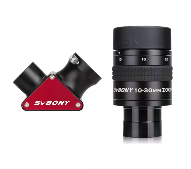 SVBONY SV170 Telescope Zoom Eyepiece 10-30mm 1.25” W/ SV188P 90° Mirror Diagonal