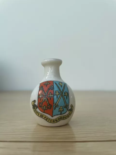 Arcadian Crested China Vase - Crest for City of Peterborough (J H Duddington)