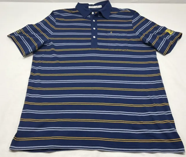 CRIQUET SHIRT MEN’S XL Blue Yellow Striped Short Sleeve Polo ...