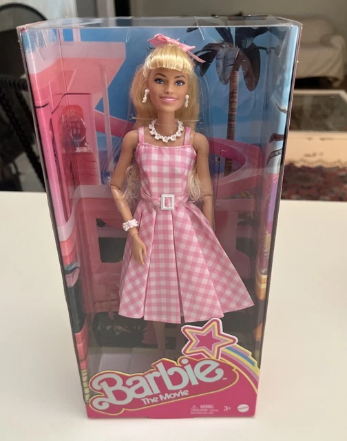 BARBIE THE MOVIE Doll Margot Robbie Collectible WEARING PINK GINGHAM