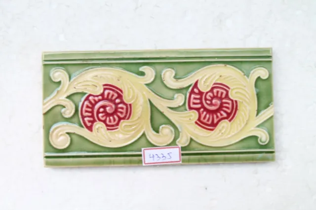 Japan Made Majolica Vintage Ceramic Porcelain Border Flower Design Tile Nh4335 8