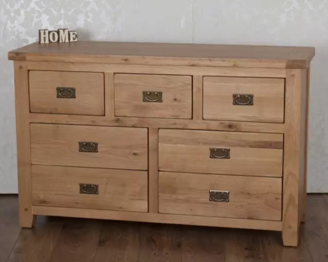 Oak Chest Drawers Solid 7 Drawers 3 over 4 in Chunky Harrogate Natural