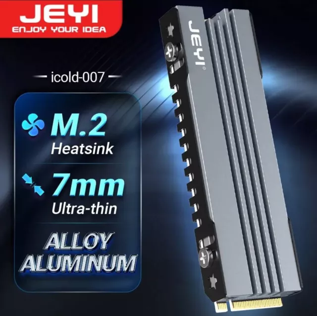 JEYI M.2 SSD Heatsink, 2280 NVME NGFF SSD Cooling Full Aluminum Cooler Radiator