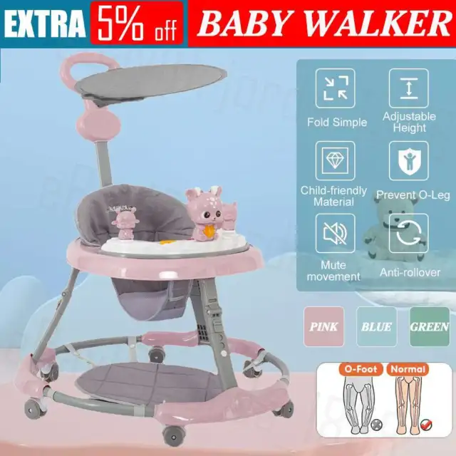 4 in 1 Adjustable Baby Walker Stroller Kid Toy Ride Car Play Activity Music AU