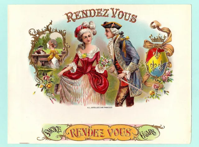 Rendez Vous retro Cigar Box Label poster home accent wall decor