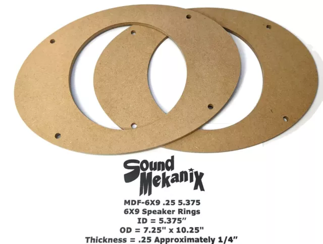 6x9" MDF Speaker / Spacer Ring MDF-6X9 .25 5.375" One Pair Made in USA