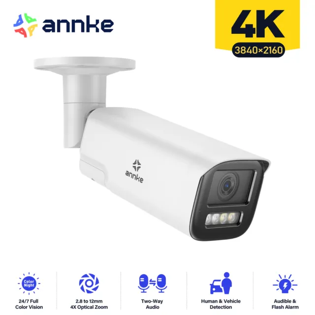 ANNKE 4K 8MP POE AI Cámara de Vigilancia 4x Zoom Óptico Color Visión Nocturna Cámara 2