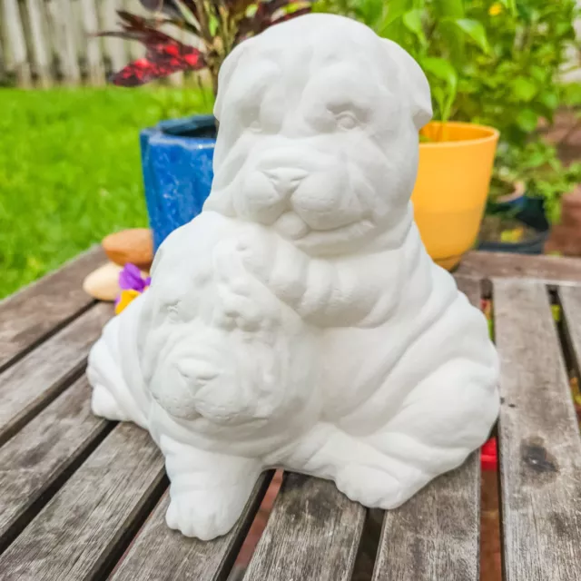Bisque de cerámica listo para pintar cerámica Shar Pei para perros 7,75" EN STOCK