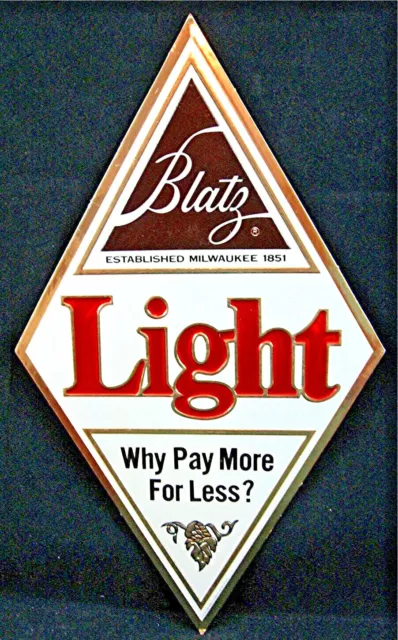 Vintage 1980 Blatz Light Beer Heileman Brew Co Embosograph Sign Dist Stock