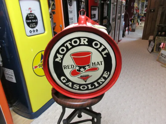 Red Hat Motor Oil Rocker Can/Gas/Oil/Sign