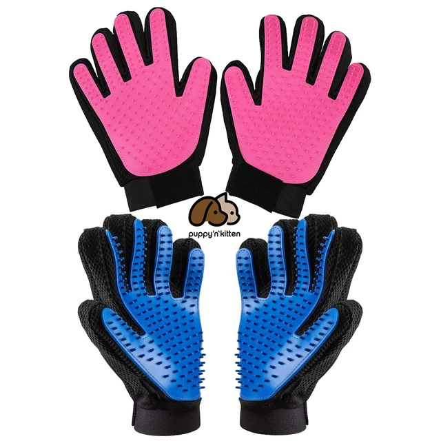 1 Pair Pet Grooming Gloves Brush Dog Cat Hair Remover Mitt Massage Shedding US