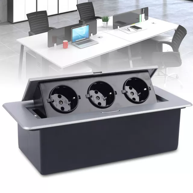Mehrfachsteckdose 3 Fach Versenkbare Einbau-Tisch-Steckdose für Büro Werkstatt