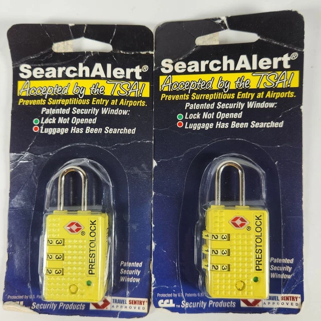 2 Search Alert Travel Luggage Yellow Padlocks TSA Accepted Combination Lock
