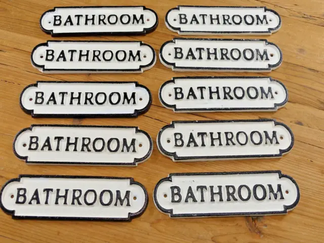 10 CAST IRON BATHROOM Room Sign Style Cast Iron Door Resale *PAINT DEFECTS**