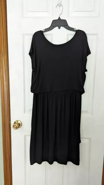 Gap Maternity Nursing Dress Black Stretch Jersey Overlay Bodice V-bust Under M