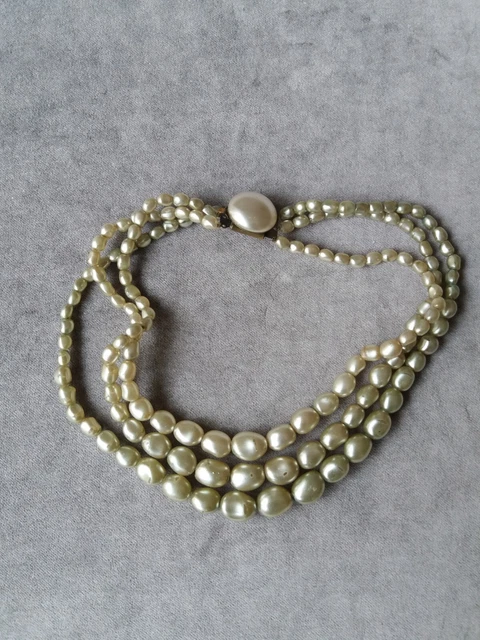 Collier Vintage Années 70 - Grosses Perles Gravées En Relief - Qualité C5 - Occasion