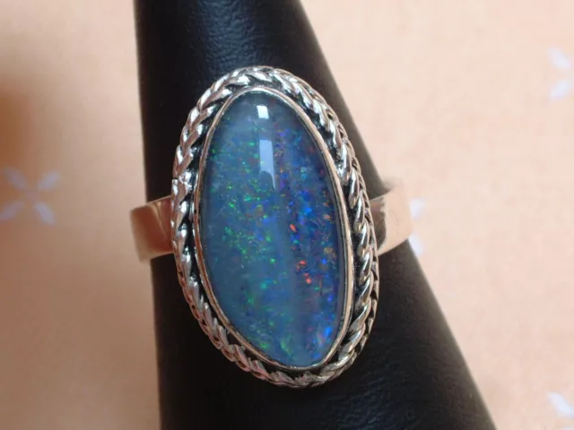 Exclusiver Opal Ring  21 x 13 mm - tolle Farben - Sterling Silber 925 - variabel